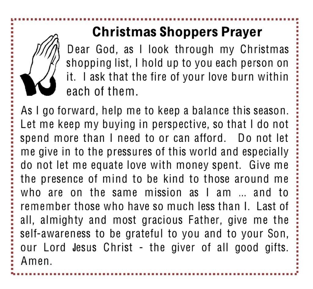 Christmas Shoppers Prayer
